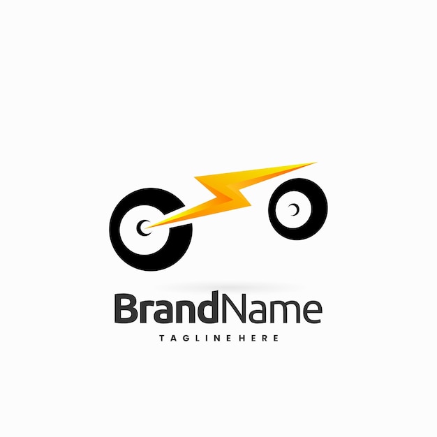 Vector electric bicycle with thunder light combination creative logo design