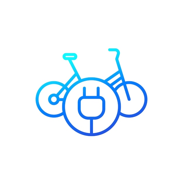 Electric bike line icon with a plug