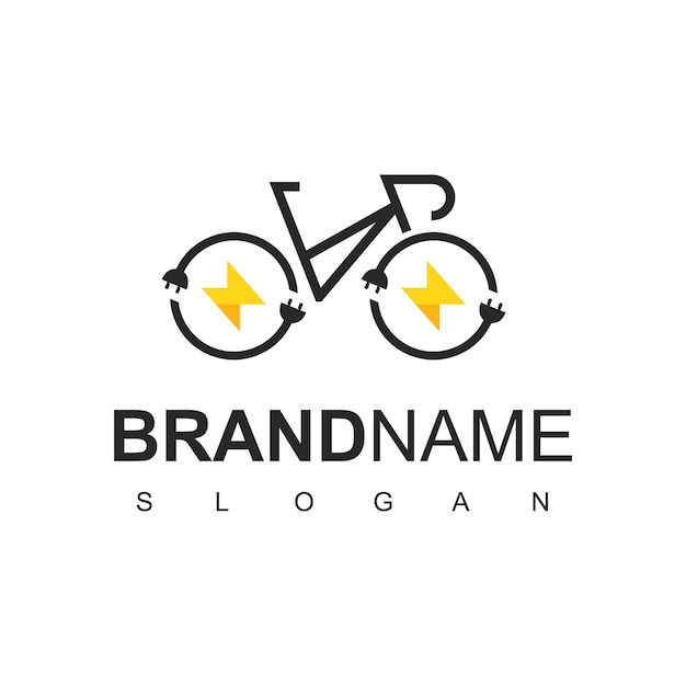 Шаблон логотипа электрического велосипеда Go Green Concept с использованием болта и значка велосипеда