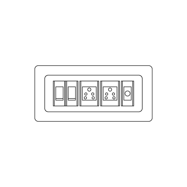 Electric Board with 2 Switches 2 Electric Sockets and 1 TV Socket Line Art