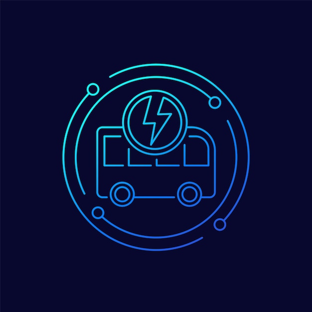 Electric bus icon clean transport linear vector