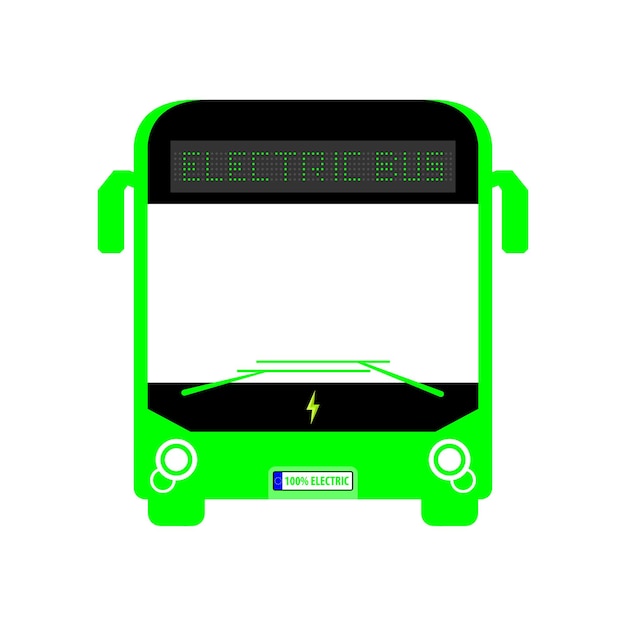 Vector electric bus icon illustration front view