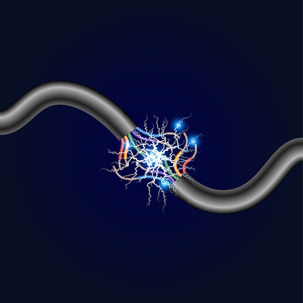 Vector electric cable break with electric spark