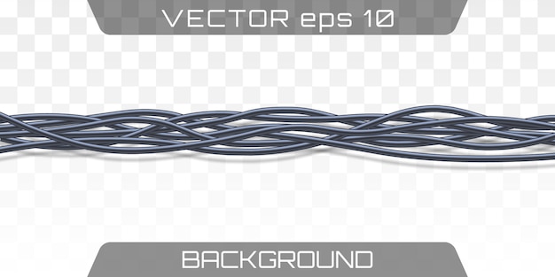 Vector electric cables.realistic electrical gray industrial wires.