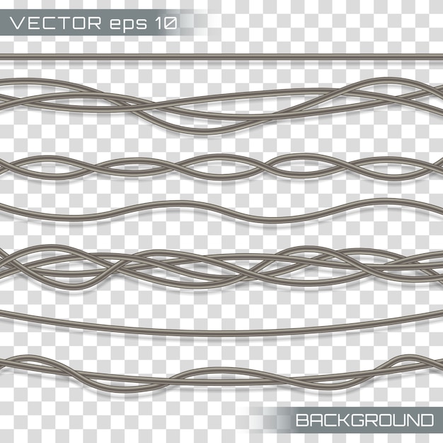 Vector electric cables.realistic electrical gray industrial wires