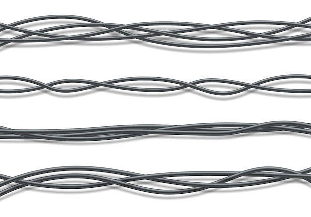 Vector electric cables.realistic electrical gray industrial wires