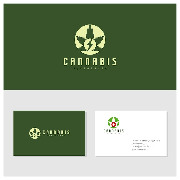 전기 대마초 로고 벡터 템플릿 Creative Cannabis 로고 디자인 개념