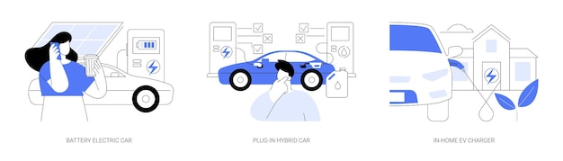 Electric car abstract concept vector illustrations