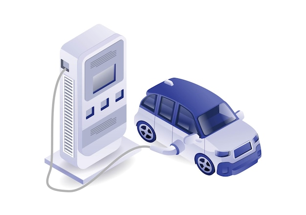 Illustrazione 1 del concetto tecnologico del caricabatterie per auto elettriche