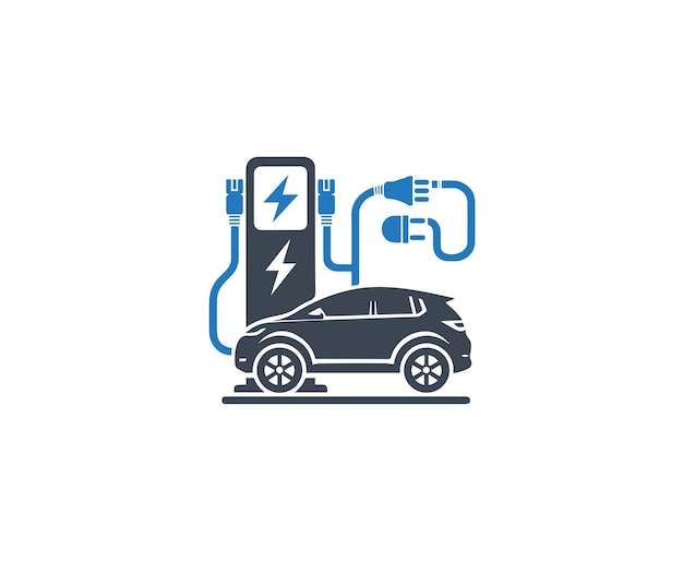 Vector electric car charging station icon electric car logo