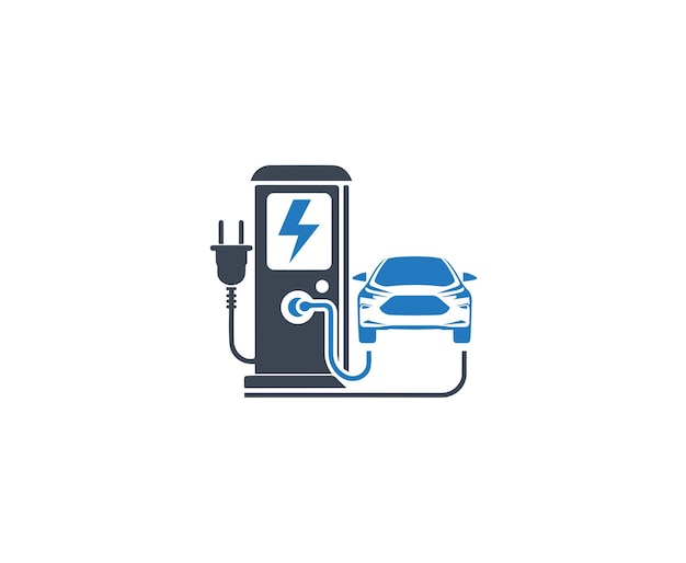 Vector electric car charging station icon electric car logo