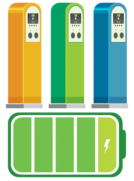 Vector electric car charging stations concept