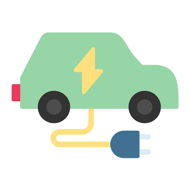 Electric Car Flat Illustration