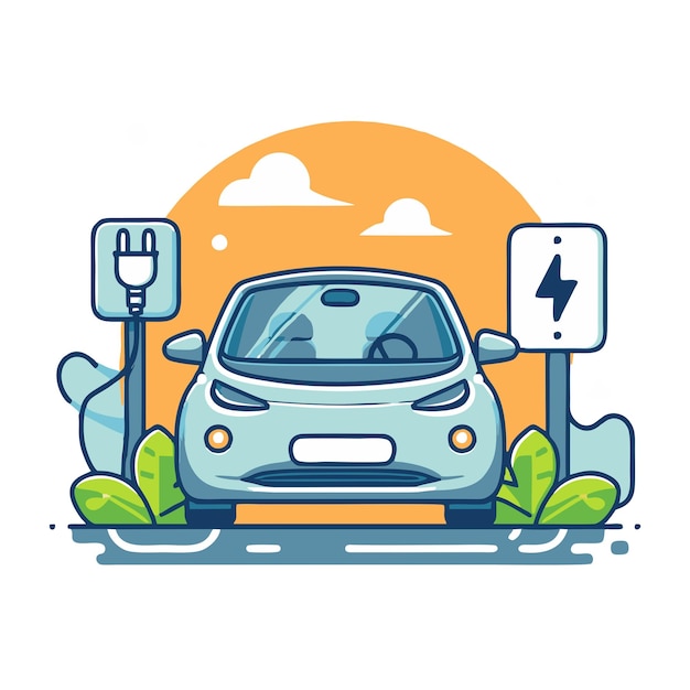 Vector electric car flat vector design