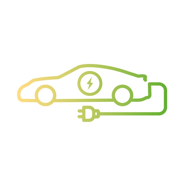 Icona auto elettrica pittogramma veicolo ibrido linea auto elettrica