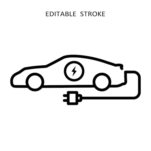 Electric car icon Hybrid vehicle pictogram Line electric car