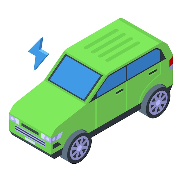 Vector electric car icon isometric vector eco energy eco co2