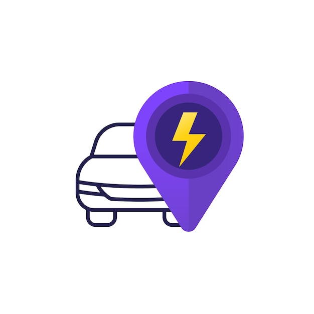 Electric car icon with electricity symbol