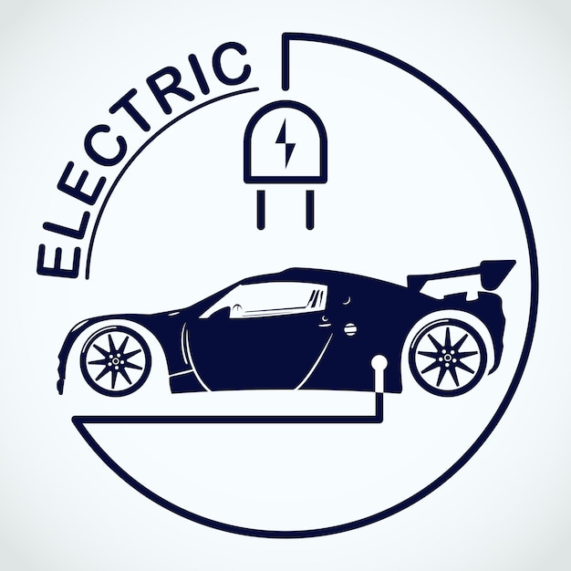 Vettore logo auto elettrica simbolo veicoli ecologici icona trasporto ecologico illustrazione vettoriale