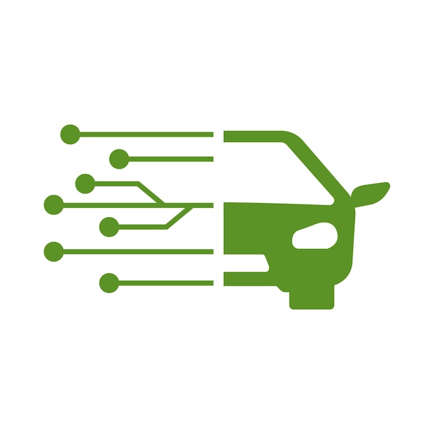 電気自動車のロゴ 緑のハイブリッド車の充電ポイントのアイコン