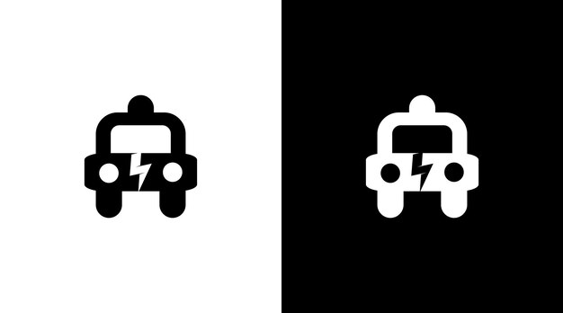 Electric car logo monogram black and white icon illustration style Designs templates