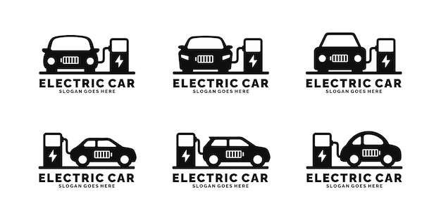 Electric car logo set vector