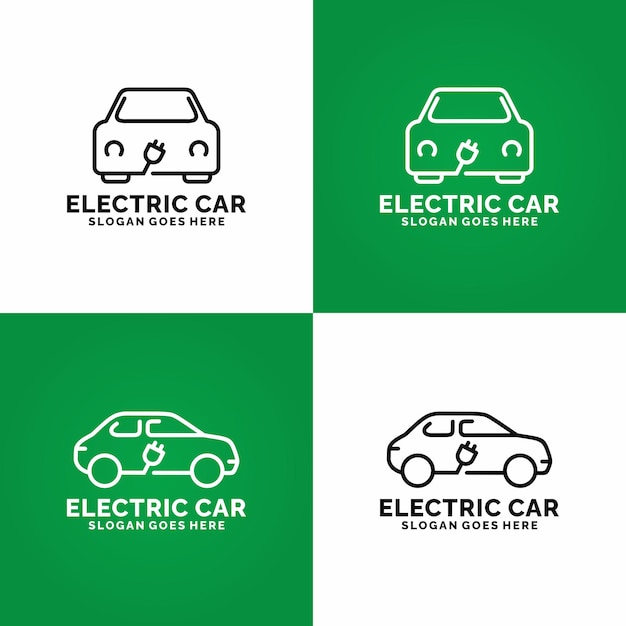 Electric car logo set vector