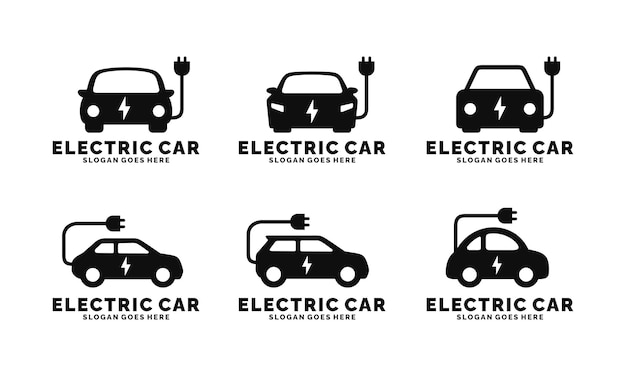 Electric car logo set vector