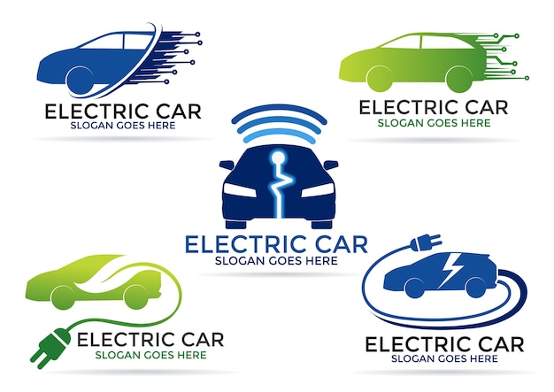 Electric car logo set