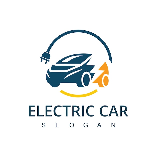 Electric car logo template green drive icon