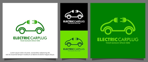 Vector electric car plug logo template