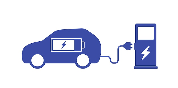 充電プラグ付き電気自動車環境に優しい車両コンセプト ベクトル図