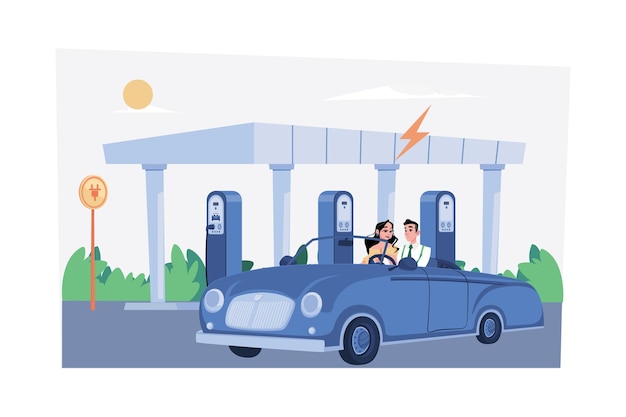 Electric Charging Station Location Illustration concept