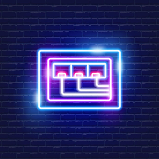 Electric circuit breaker neon icon electricity concept vector illustration for design