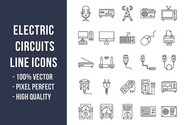 Electric Circuits Line Icons