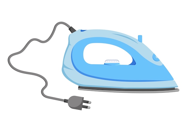 Electric Clothes Iron Vector Flat Design Isolated On White Background