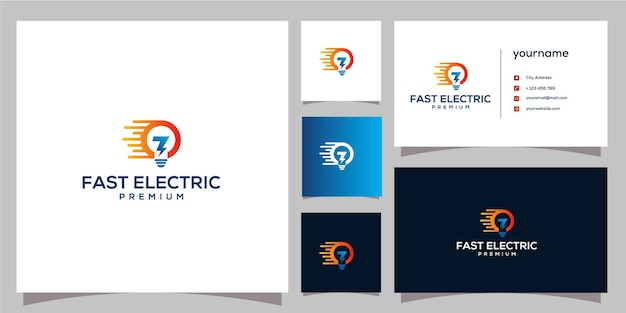 Electric Fast логотип и визитная карточка вектор значок иллюстрации дизайн Premium векторы