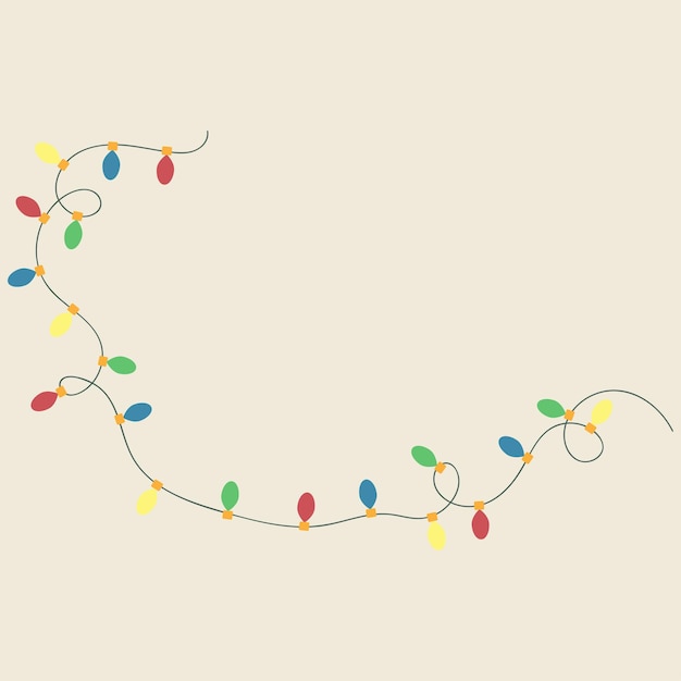 Electric garland with colorful lights isolated on a beige background Element for design