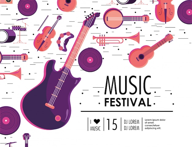 エレキギターと楽器の音楽祭イベント