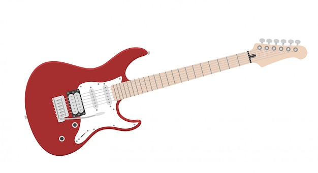 Vector electric guitar flat vector illustration. rock music instrument