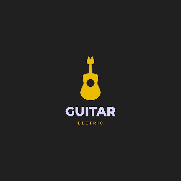 Vector electric guitar logo design creative concept