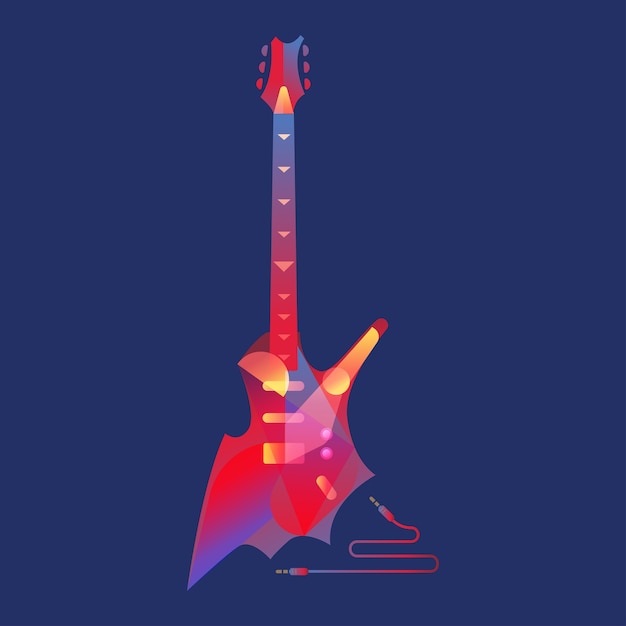 Vector electric guitar with modern art deco and minimalist style