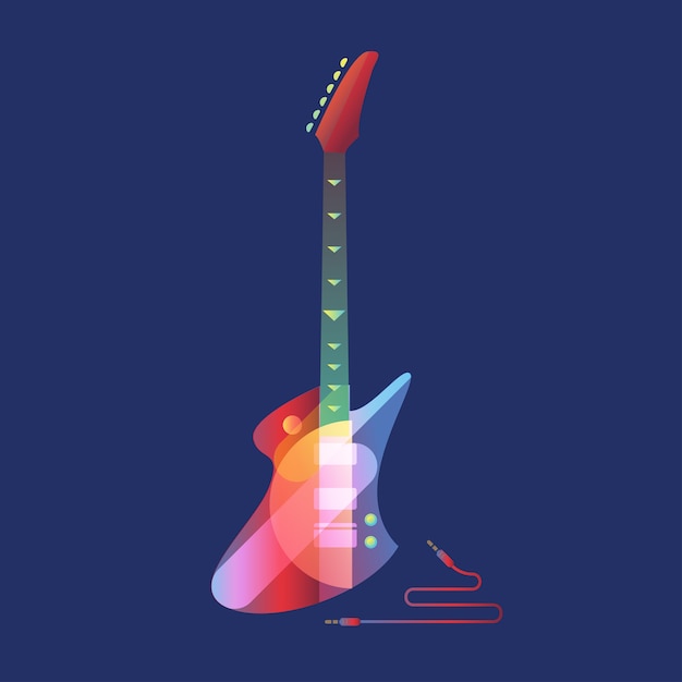 Vector electric guitar with modern art deco and minimalist style