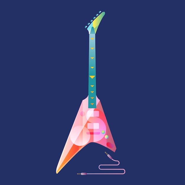 Vector electric guitar with modern art deco and minimalist style