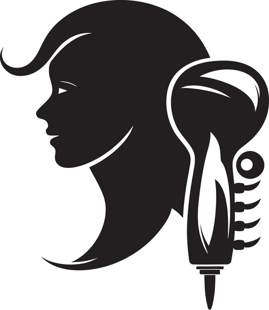 Vector electric hair dryer silhouettes elegant and simple