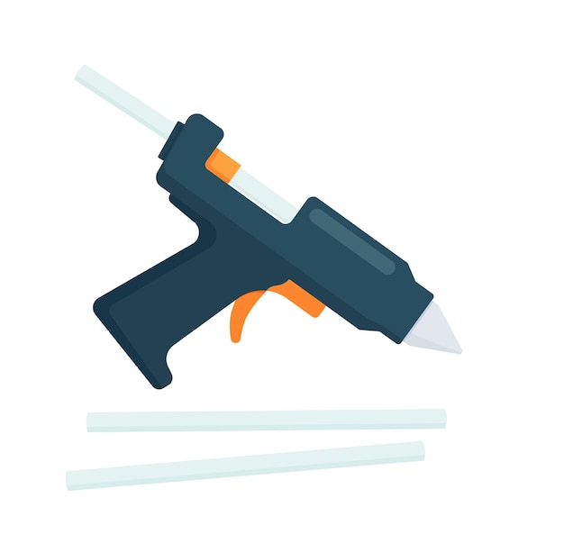 Electric hot glue gun with glue sticks Vector illustration