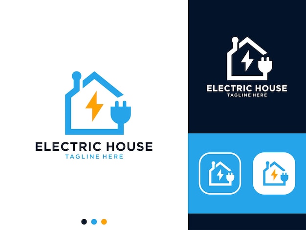 Electric house with plug logo design