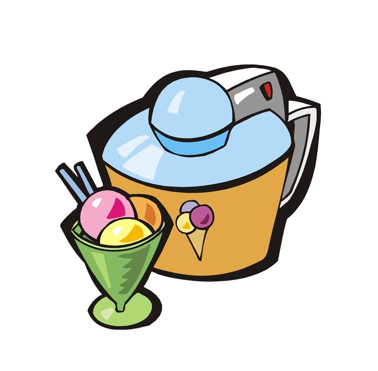 Vector electric ice cream maker machine kitchen desert home appliances vector illustration isolated