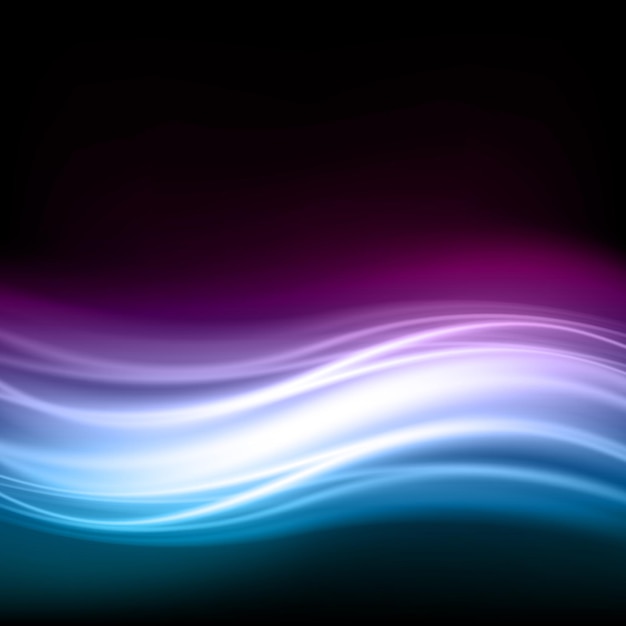 Electric illuminated spotlight multicolored horizontal waves abstract gradient motion flow decorative design realistic background vector illustration Curved fluid stream neon glow blurred wavy liquid