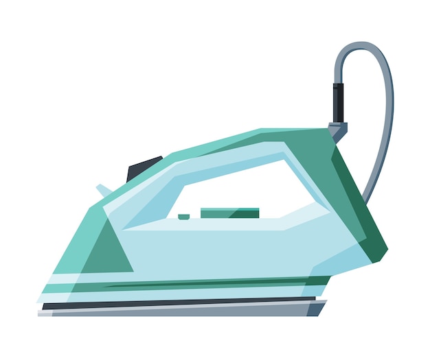 Vector electric iron with cable household appliance ironing clothes device vector illustration
